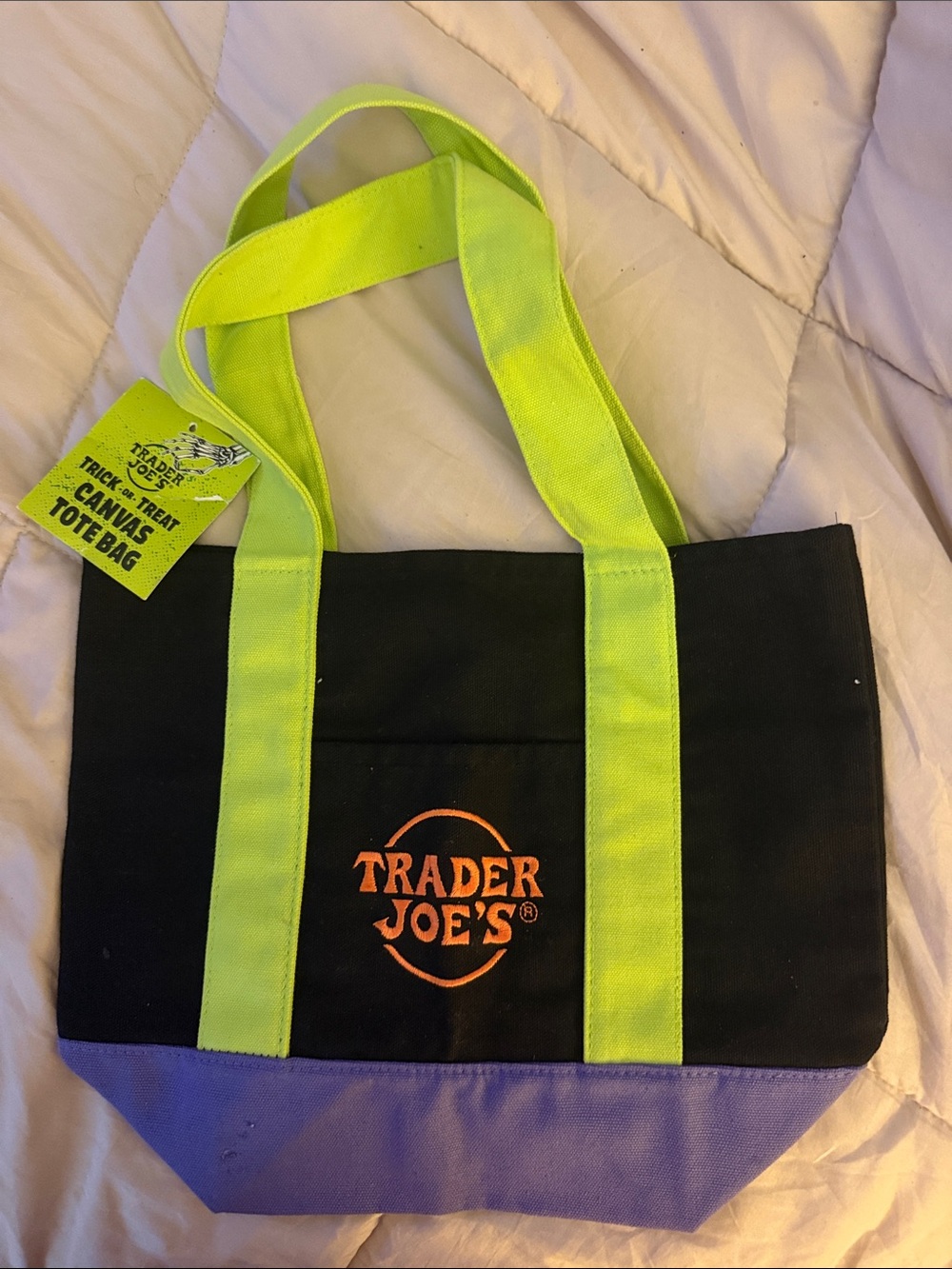 Trader Joe's trick or treat canvas tote bag